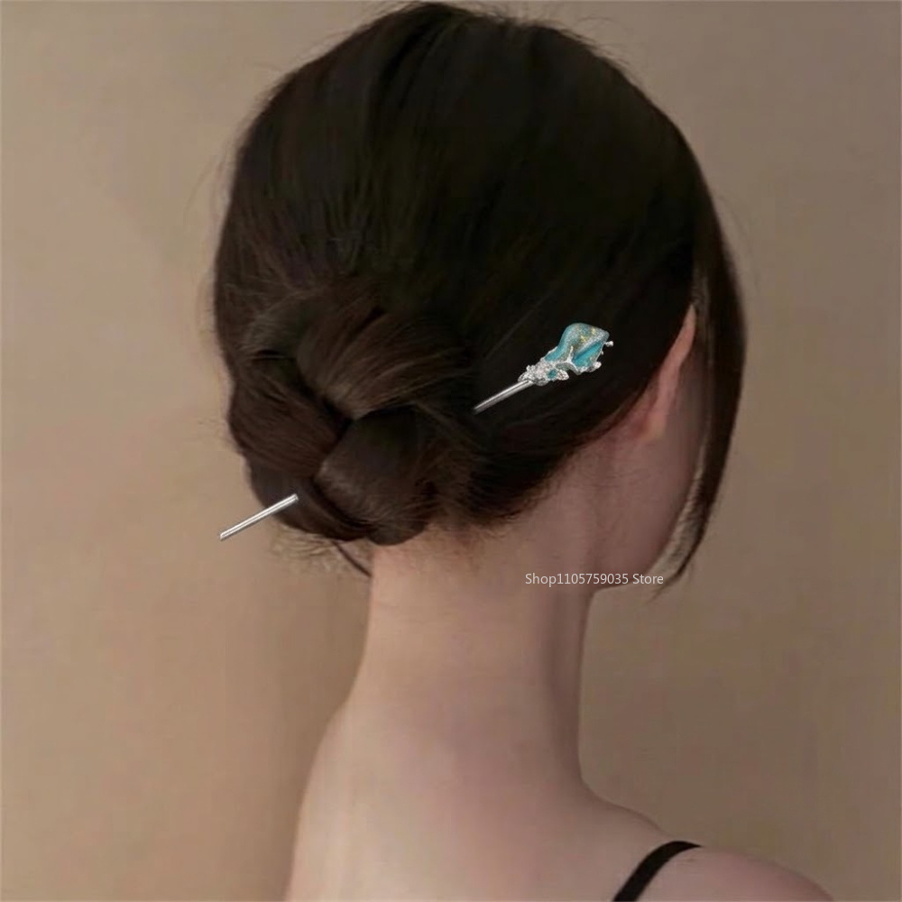 Vintage Jewelry Collection - 中国風の韓服クリスタルヘアスティックヴィンテージクラシック金属釉ヘアフォークヘアピン女性のためのジュエリーアクセサリー新しい帽子