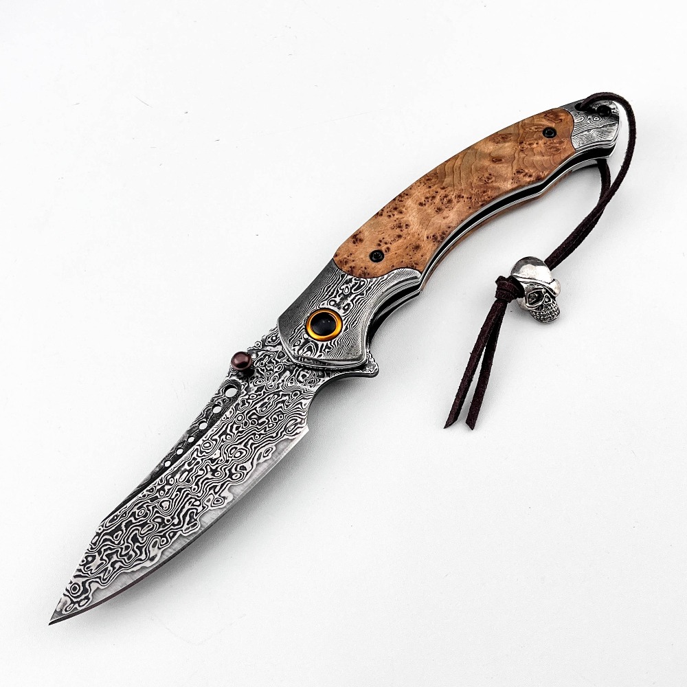 Vintage Collectible Pocket Knives - 高硬度ダマスカス模様折りたたみナイフ、ヴィンテージ装飾コレクターズアイテムポケットナイフ、ギフトコレクション、キャンプ用ナイフ