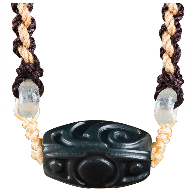 Vintage Necklace - 和天翡翠彫刻ビーズペンダントネックレスヴィンテージファッションアクセサリーネフライト本物のジュエリー彫刻お守りチャーム天然宝石