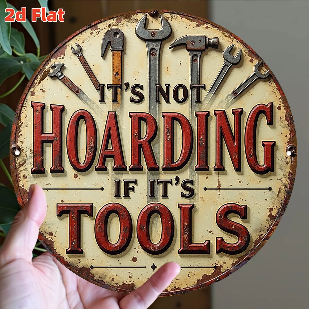 Collectible Vintage Tools - このヴィンテージの職人風プリント作品は、「ツールコレクションは買い占めではない」というタイトルで、フラットなデザインで、「MeasuringDesign」と書かれています。 高画質