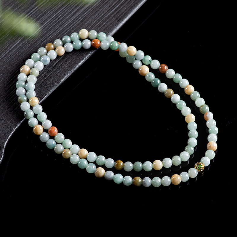 Vintage Necklace - ビルマ翡翠ビーズブレスレットネックレス本物のジュエリーチャームアミュレットストーンヴィンテージ天然ビルマ翡翠彫刻宝石バングル
