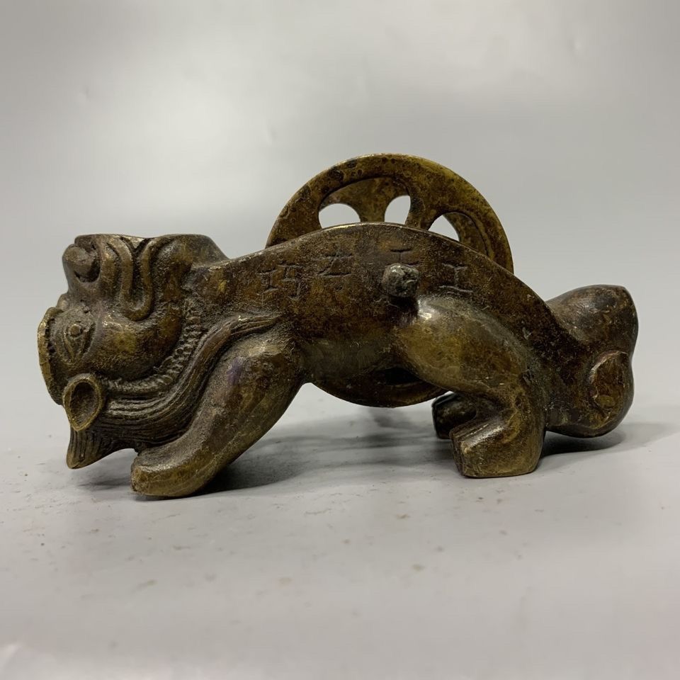 Collectible Vintage Tools - ヴィンテージ古代中国の木工用インクラインツール古いコレクション獣の頭貔貅真鍮インクホルダーアンティークコレクション装飾品