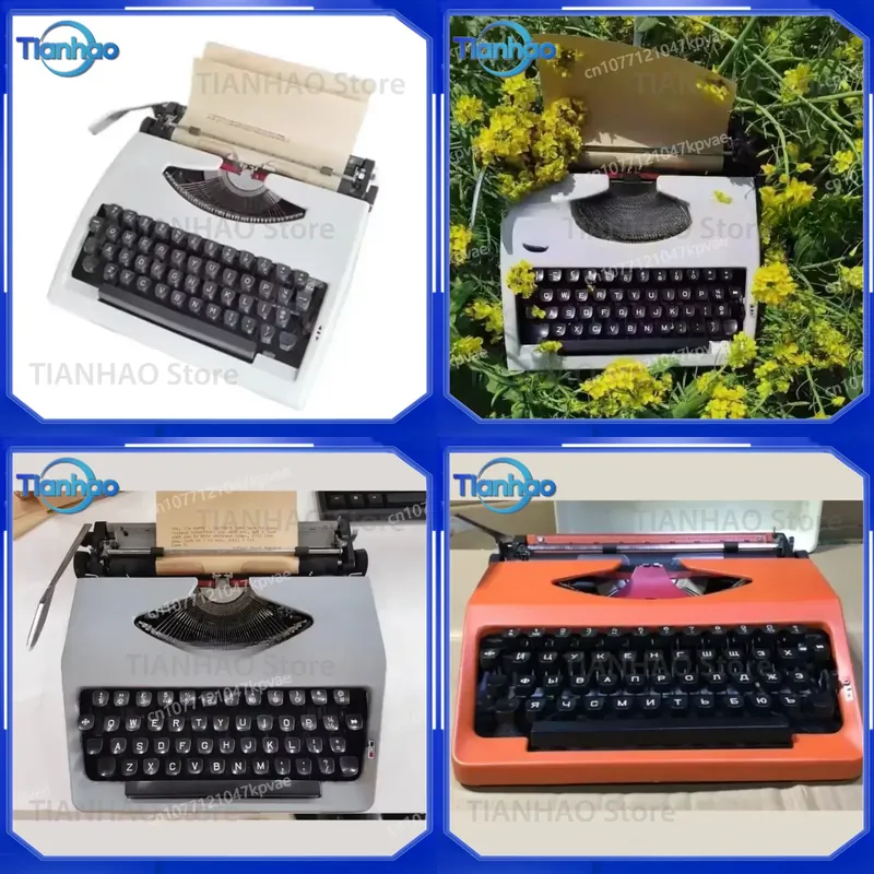 Collectible Vintage Tools - ヴィンテージロシア製機械式タイプライター、ポータブル英語タイプライター、中古レトロコレクション、学生向けギフト