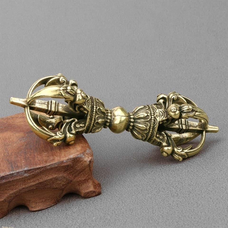 Collectible Vintage Tools - ヴィンテージ純真鍮チベット金剛杵アンティークスタイルタントラダルマツールコレクタブルクラフトオーナメント家の装飾品