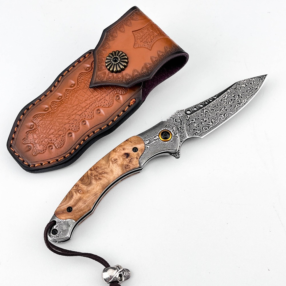 Vintage Collectible Pocket Knives - 高硬度ダマスカス模様折りたたみナイフ、ヴィンテージ装飾コレクターズアイテムポケットナイフ、ギフトコレクション、アウトドアナイフ