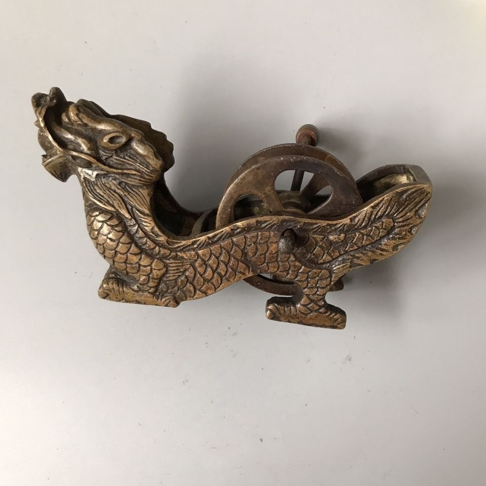 Collectible Vintage Tools - 古いコレクションドラゴンボートインクリールオーナメントアンティーク真鍮ヴィンテージ中国木工ツール収集品手工芸品装飾