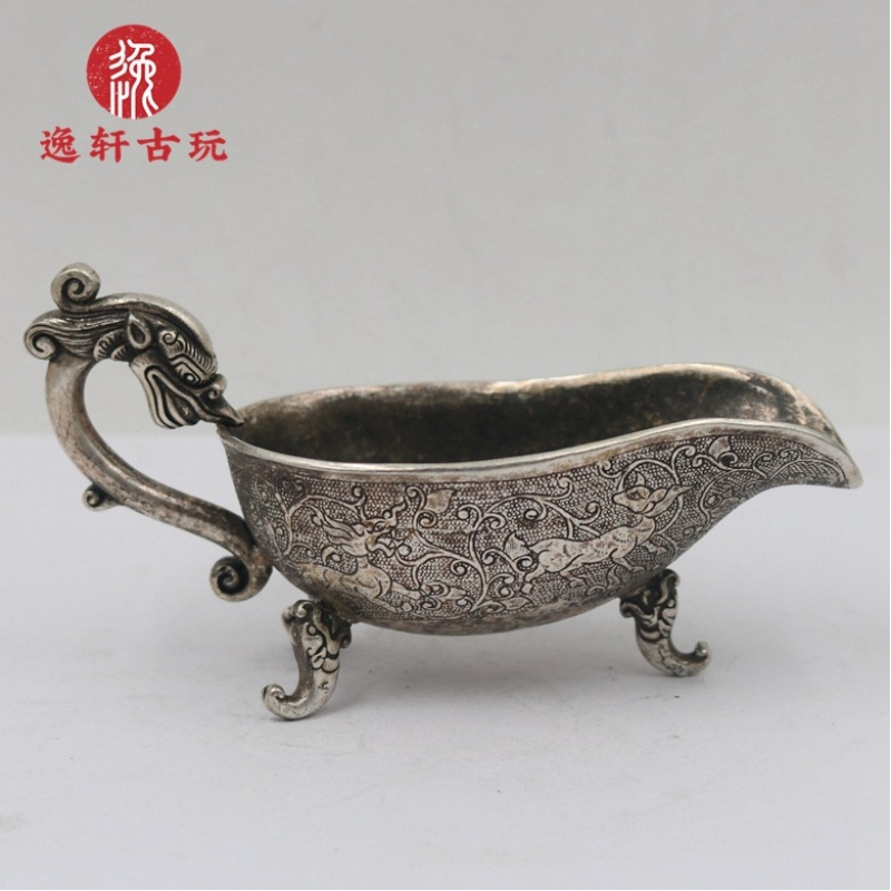 Collectible Vintage Wine - アンティーク雑貨、古い銀器、三足龍のワインカップ、宮殿民俗の古物、装飾品