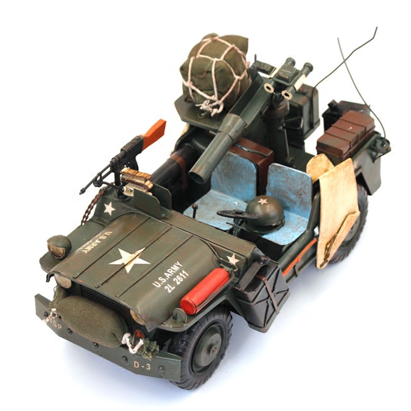 Collectible Vintage Tools - ヴィンテージの手作り鉄製軍用車両模型 - アンティークの家の装飾/オフィスの装飾、レトロな車のコレクターズアイテム
