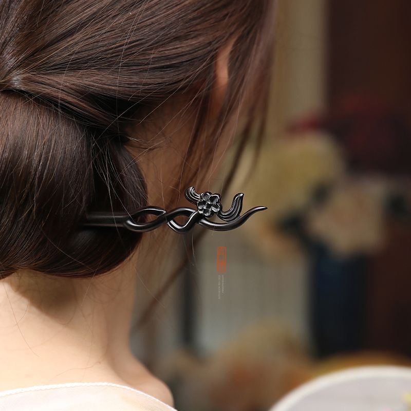 中国風のヘアスティックミニマリスト白檀彫刻花ヘアピンフォーク - Vintage Jewelry Collection のレビューと価格