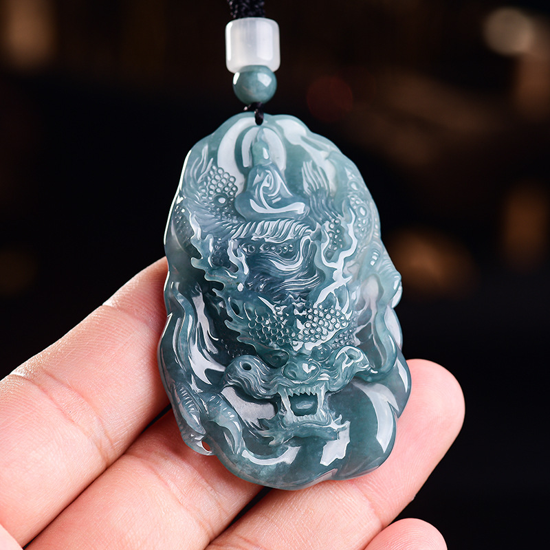 天然ビルマ翡翠ドラゴンペンダントネックレスヴィンテージデザイ - Vintage Necklace のレビューと価格