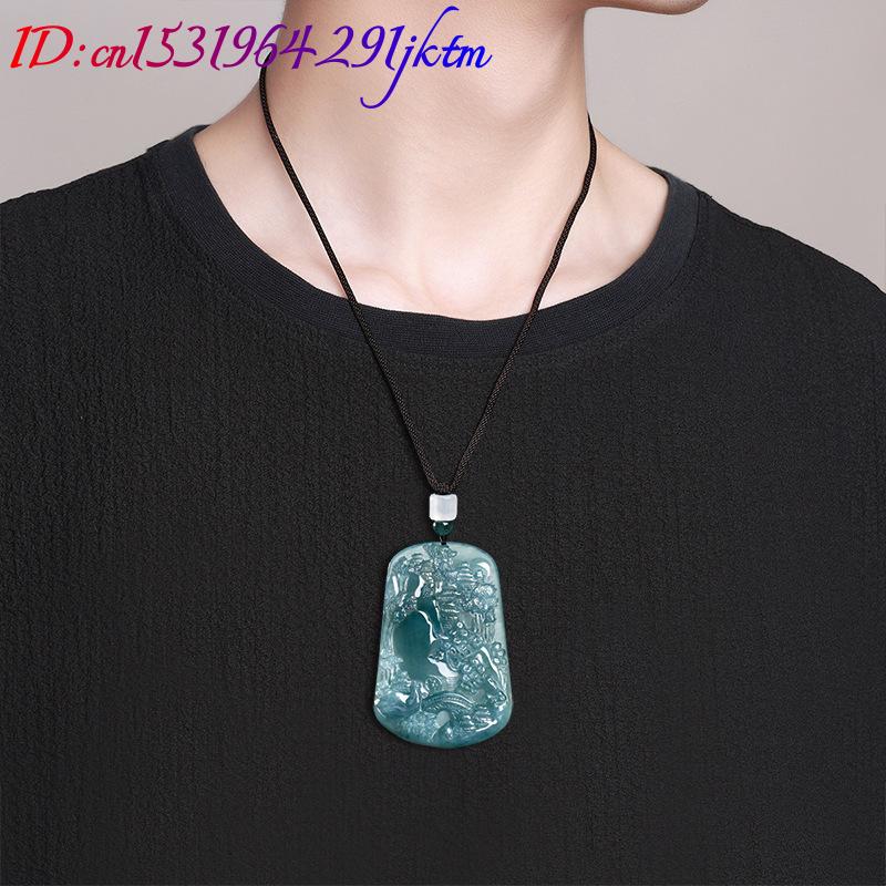 天然ビルマ翡翠風景ペンダントネックレスヴィンテージファッショ - Vintage Necklace のレビューと価格