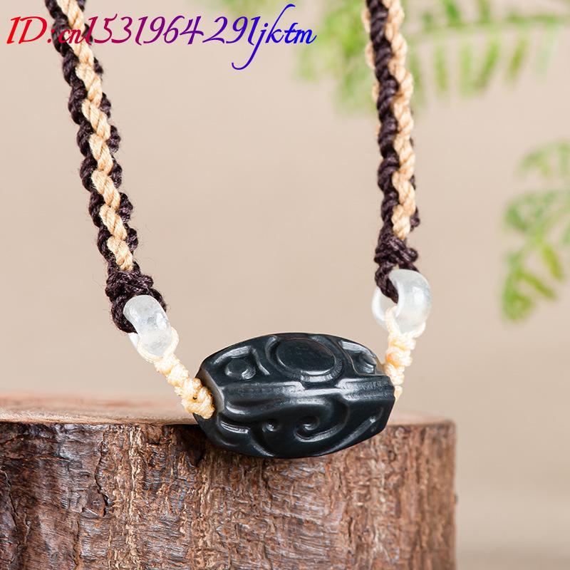 和天翡翠彫刻ビーズペンダントネックレスヴィンテージファッショ - Vintage Necklace のレビューと価格