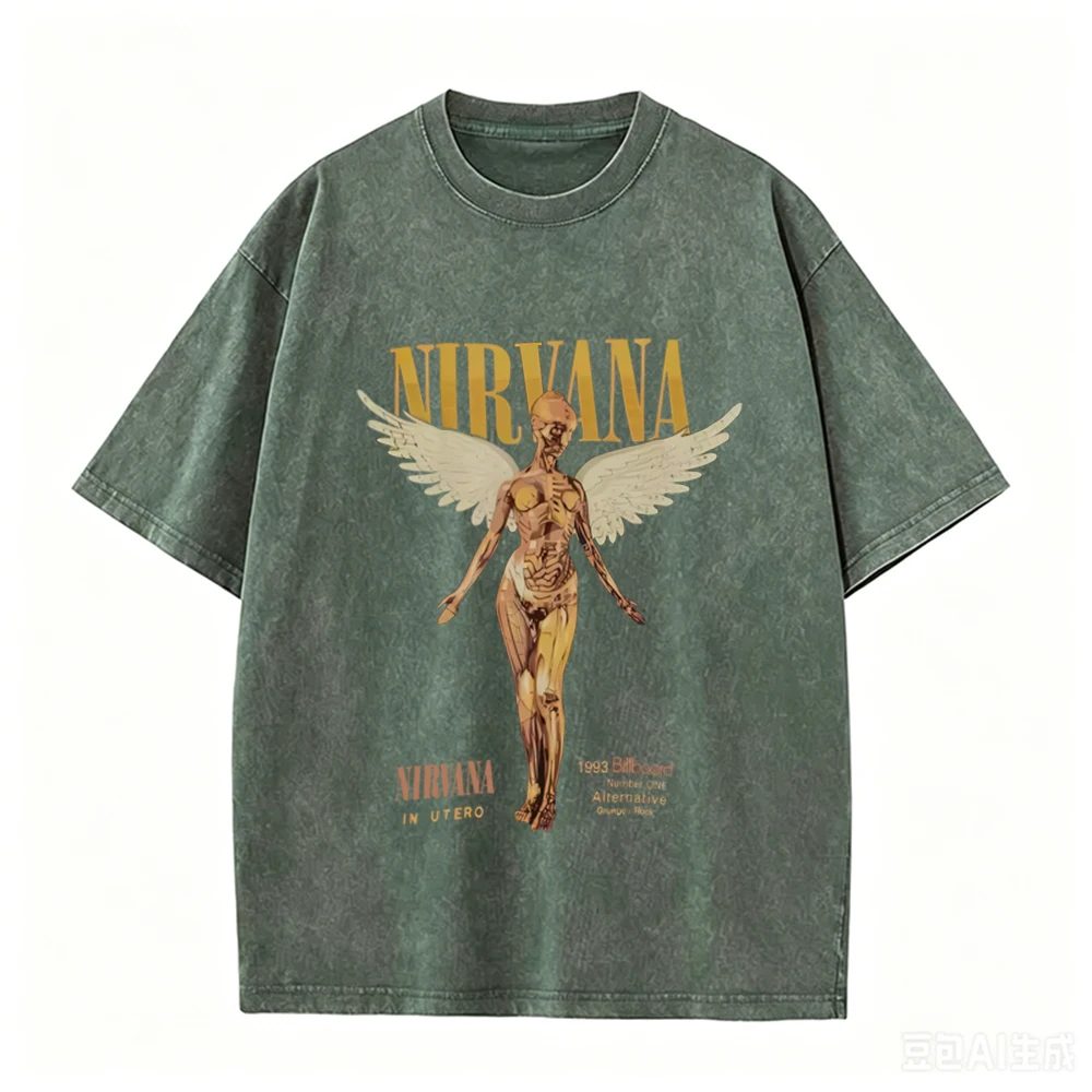 レトロアシッドウォッシュオーバーサイズTシャツ ニルヴァーナ - Vintage Collectible Figures のレビューと価格