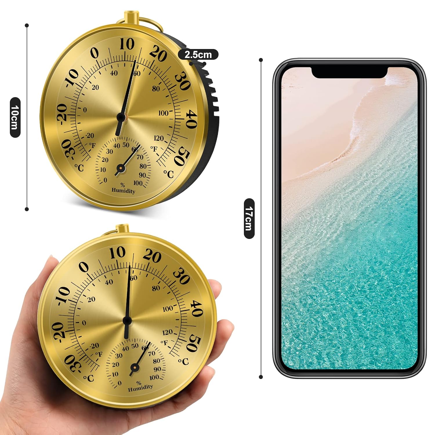 10 センチメートル壁温度計湿度計装飾アナログ温湿度計温度と - Analog Meter Gauge のレビューと価格