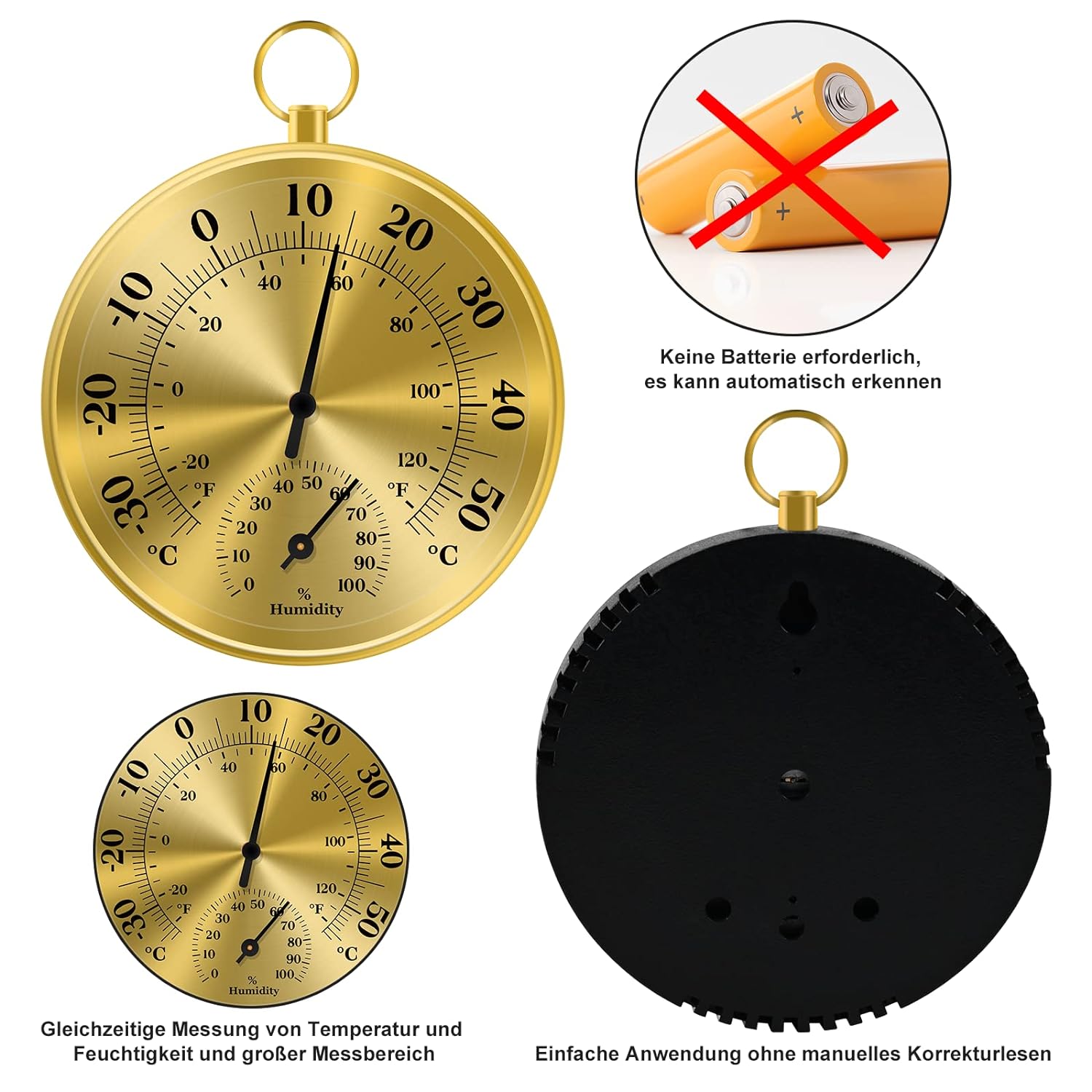 10 センチメートル壁温度計湿度計装飾アナログ温湿度計温度と - Analog Meter Gauge のレビューと価格