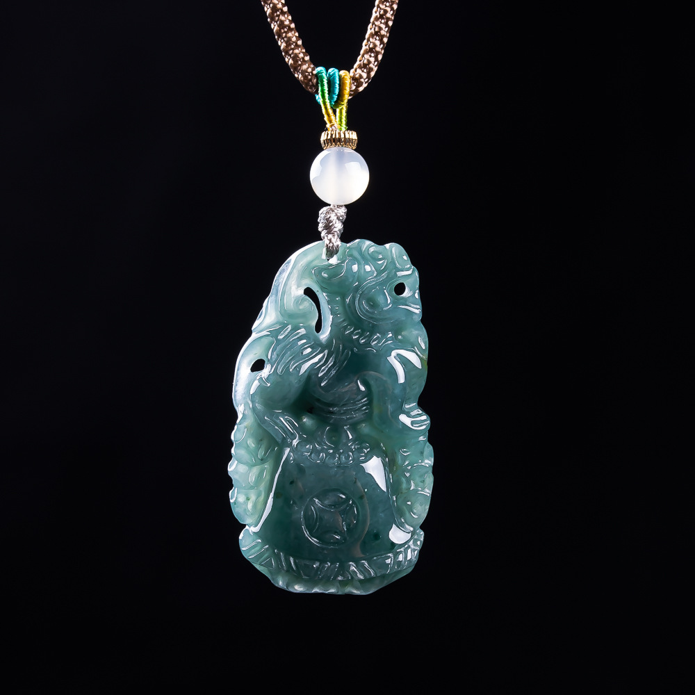 ビルマ翡翠貔貅ペンダントデザイナー宝石お守り本物の翡翠アクセ - Vintage Necklace のレビューと価格