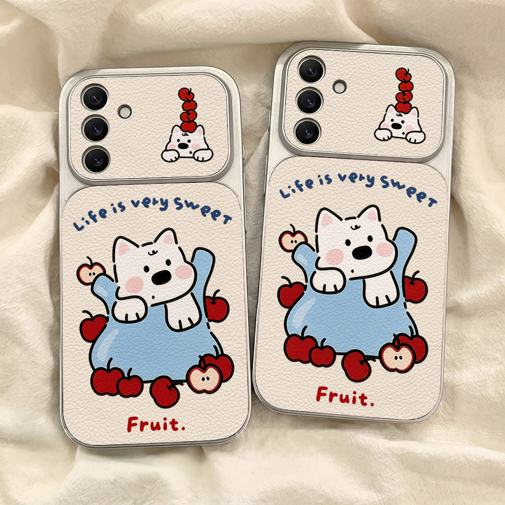 かわいい漫画犬柄のネックストラップ付きスマホケース、Sams - Camera Leather Case のレビューと価格