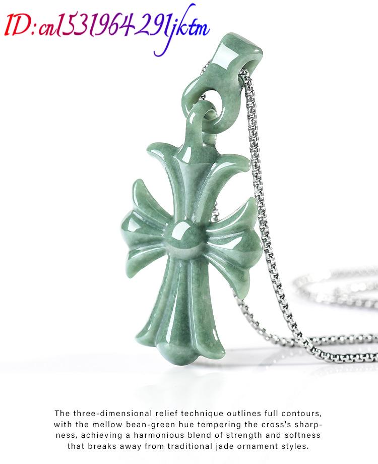 天然ビルマ翡翠クロスペンダントネックレスジュエリーデザイナー - Vintage Necklace のレビューと価格
