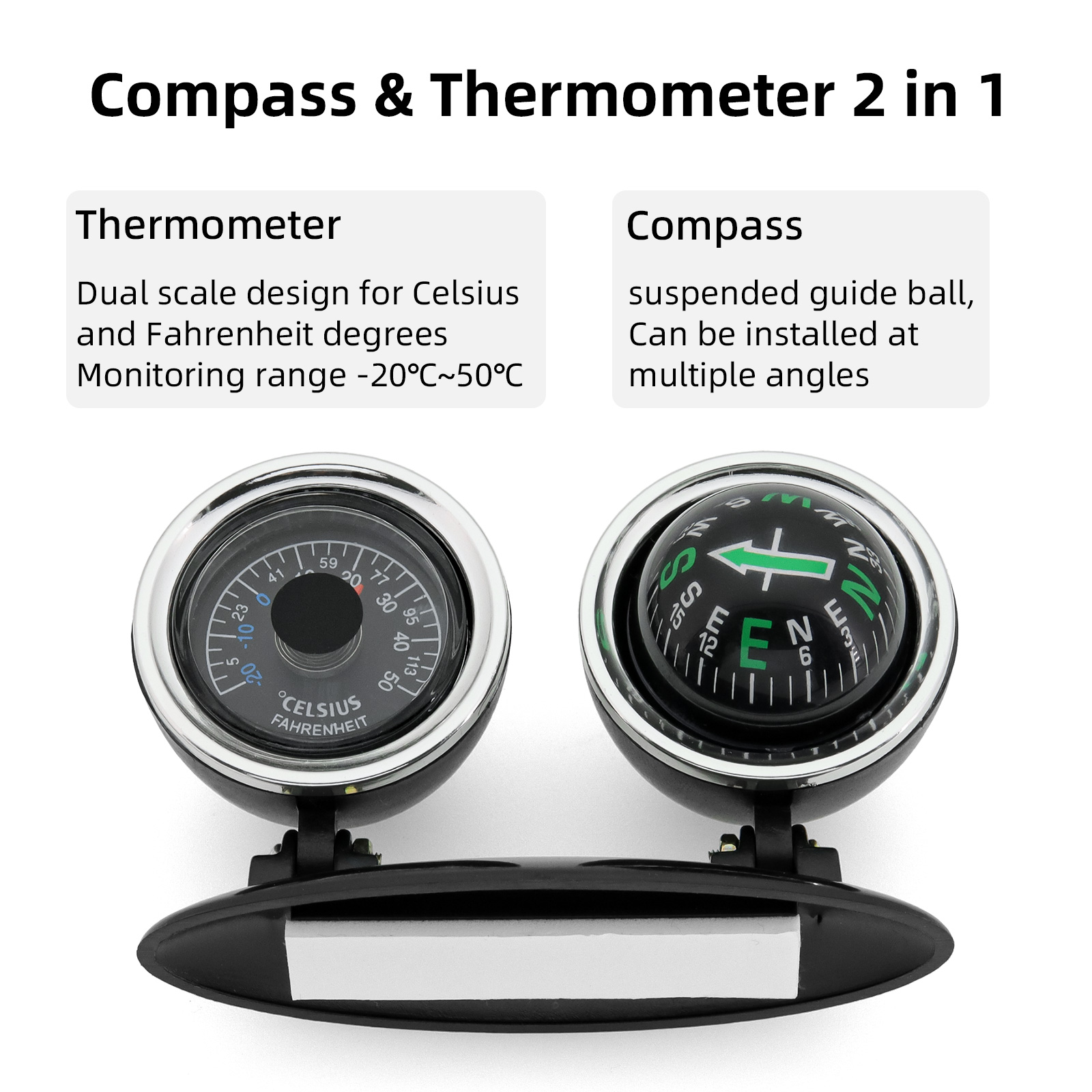 車の装飾品 コンパス 温度計 ガイドボール ダッシュボードメ - Analog Meter Gauge のレビューと価格