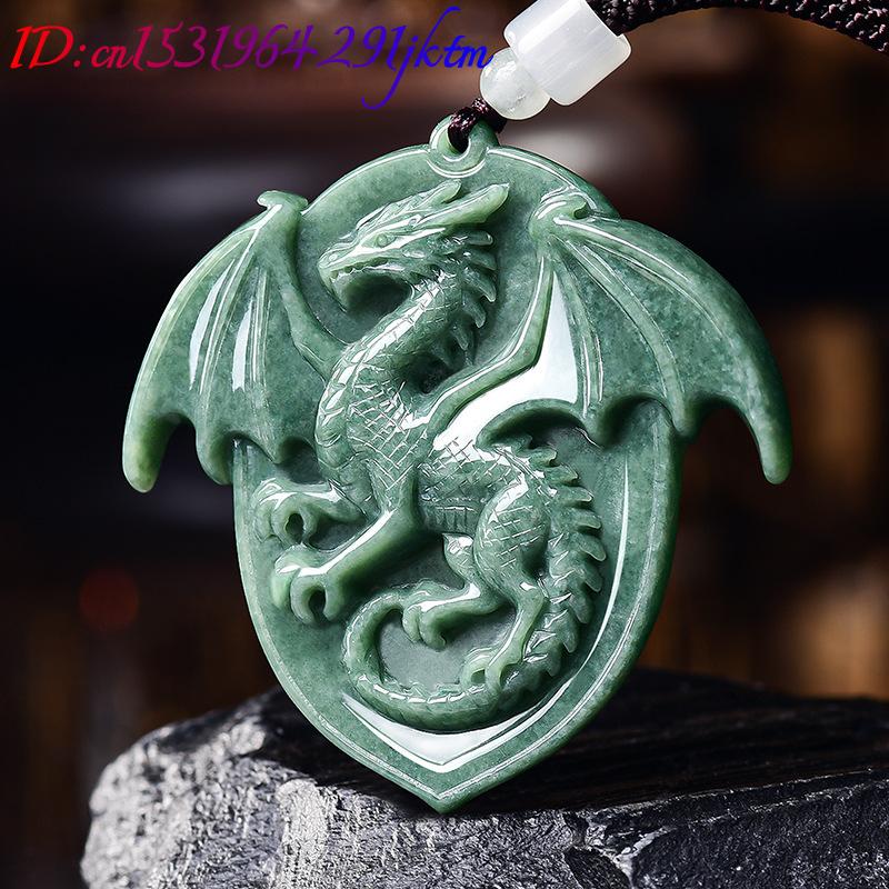 天然ビルマ翡翠ドラゴンペンダントネックレス宝石彫刻お守りヴィ - Vintage Necklace のレビューと価格