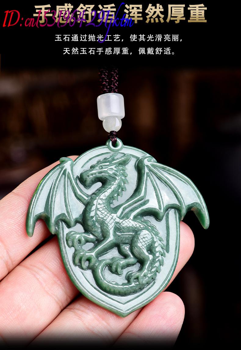 天然ビルマ翡翠ドラゴンペンダントネックレス宝石彫刻お守りヴィ - Vintage Necklace のレビューと価格