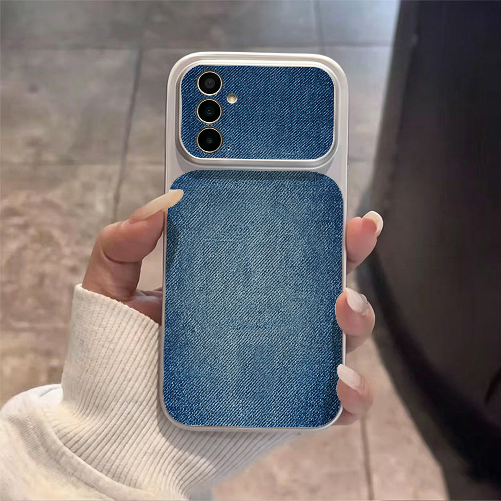 レトロブルーデニムPUレザー携帯電話ケース サムスン A57 - Camera Leather Case のレビューと価格